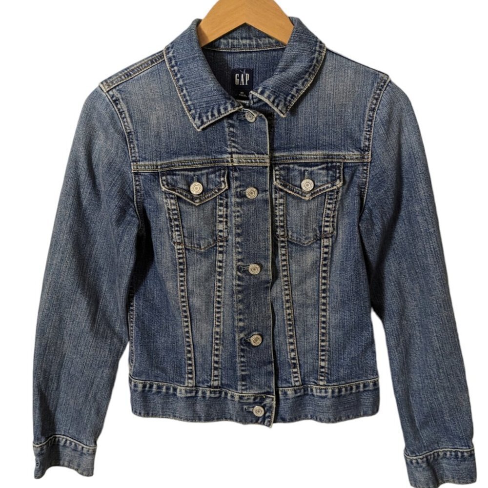 Gap Denim Jacket Blue Jean Classic Trucker Preppy Crop Boxy